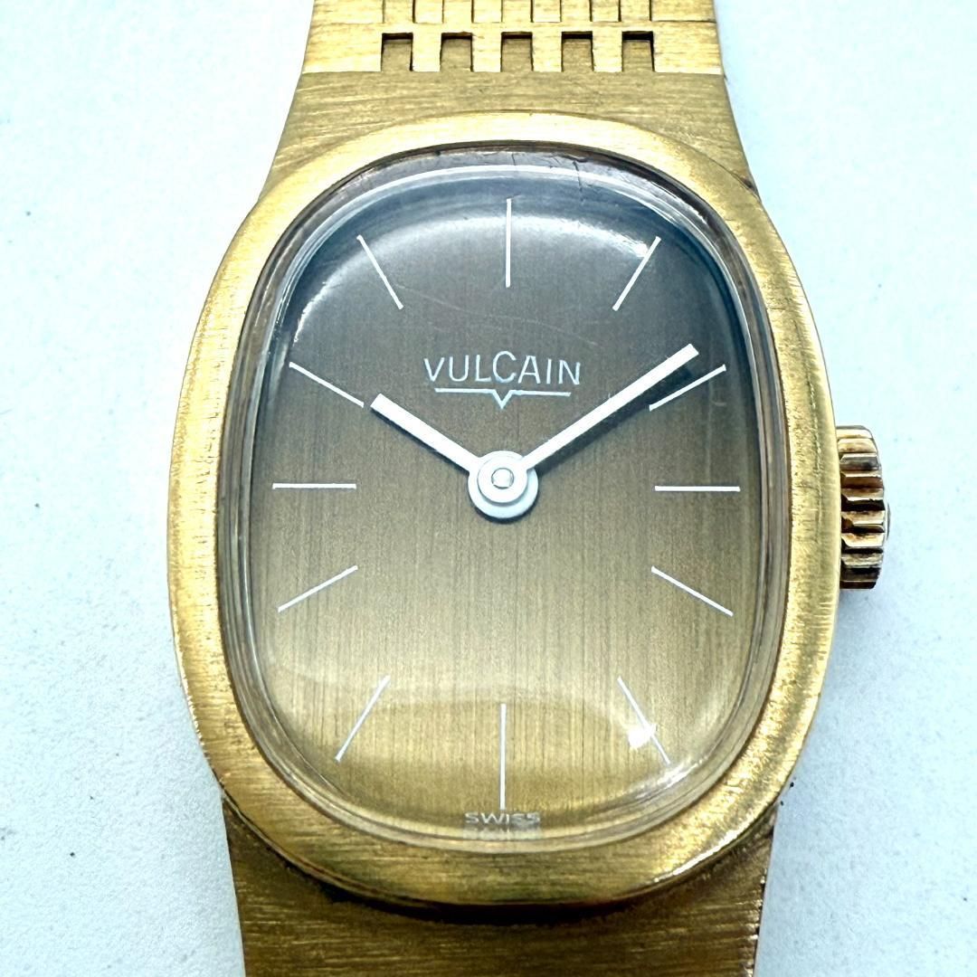 アンティーク VULCAIN バルカン 手巻き式 ゴールド オーバルケース メッシュベルト レディースウォッチ