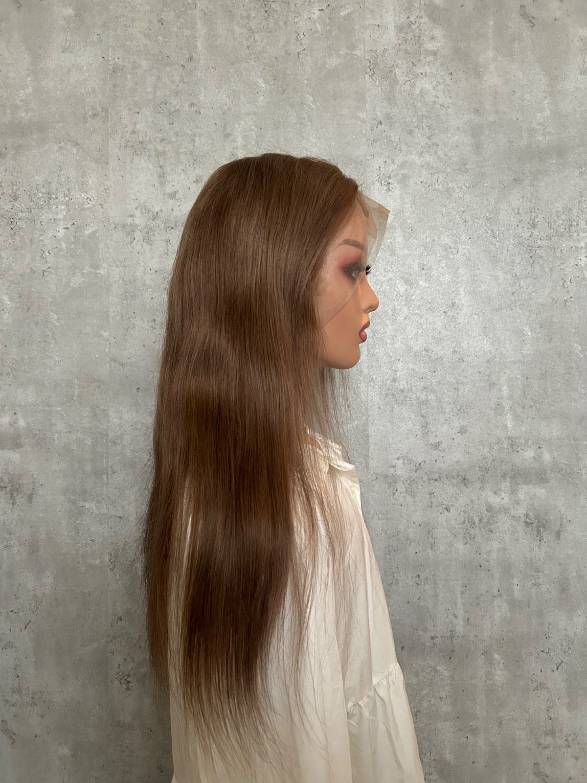 ロング人毛 フルウィッグ｜耳が出せる