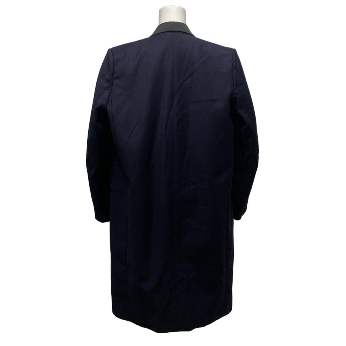 CELINE セリーヌ コート サイズ38 M レディース 2 8H28 5065 ネイビー×黒 フィービー期 シルクサテンラペル ウール