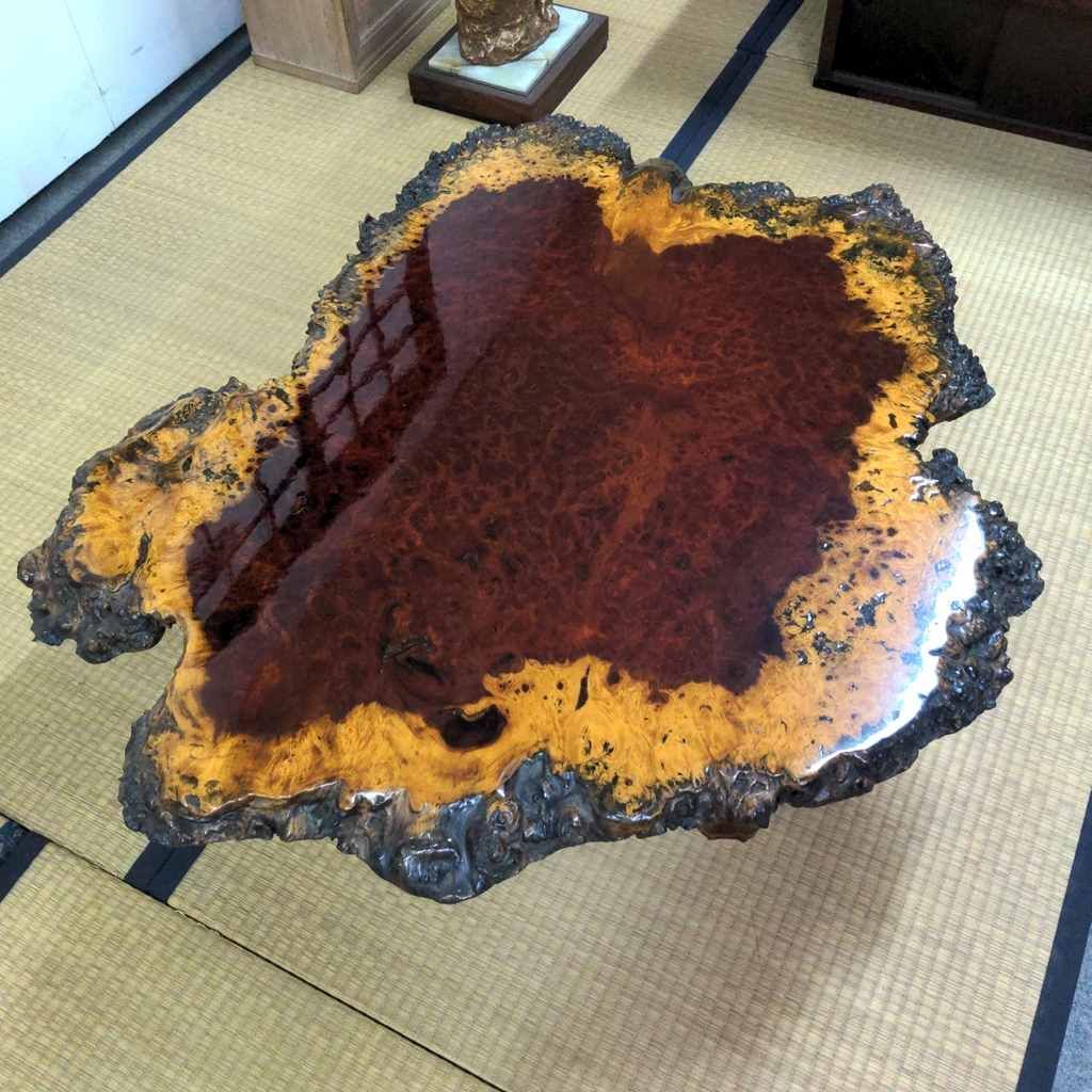「新古品」座卓・花梨総無垢造り アウトレット 花梨 高級座卓 無垢 こぶ 全長113cm - メルカリ