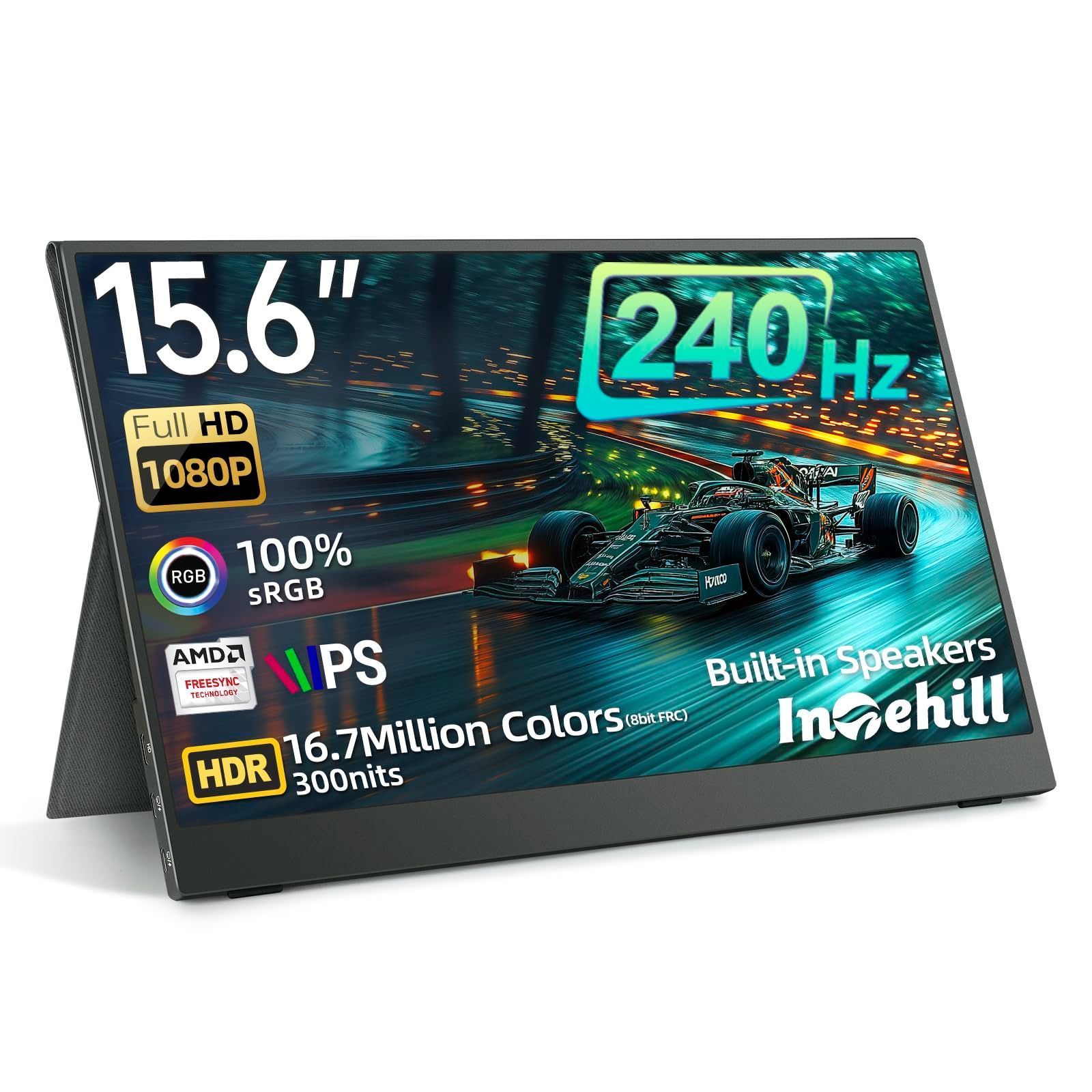 【数量限定】15.6インチ Fast IPS・FreeSync・HDR対応 240Hz 2ms応答速度・sRGB 100%・CNCアルミボディ採用 USB-C u0026 モバイルモニター HDMIポート搭載 軽量 薄型 Intehill モバイルディスプレイは、ゲー