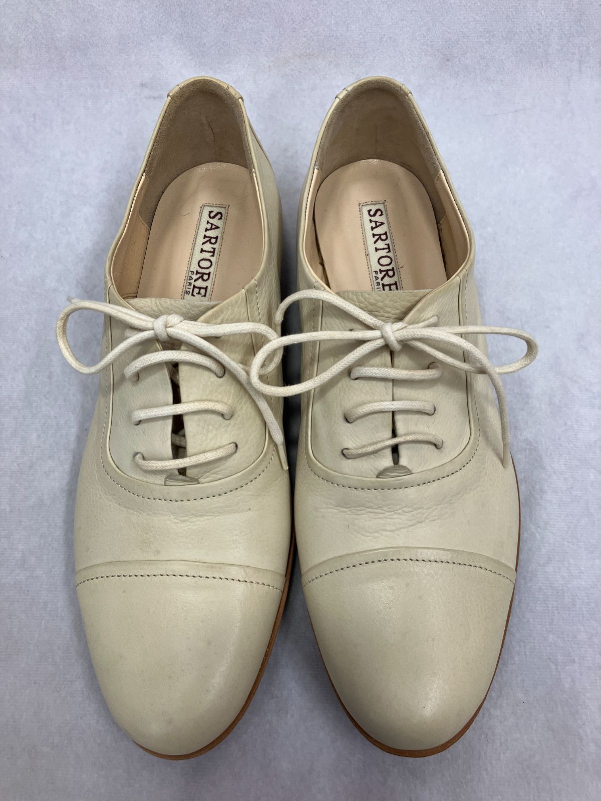 SARTORE PARIS レースアップシューズ レザーシューズ 革靴 23.5cm アイボリー ホワイト
