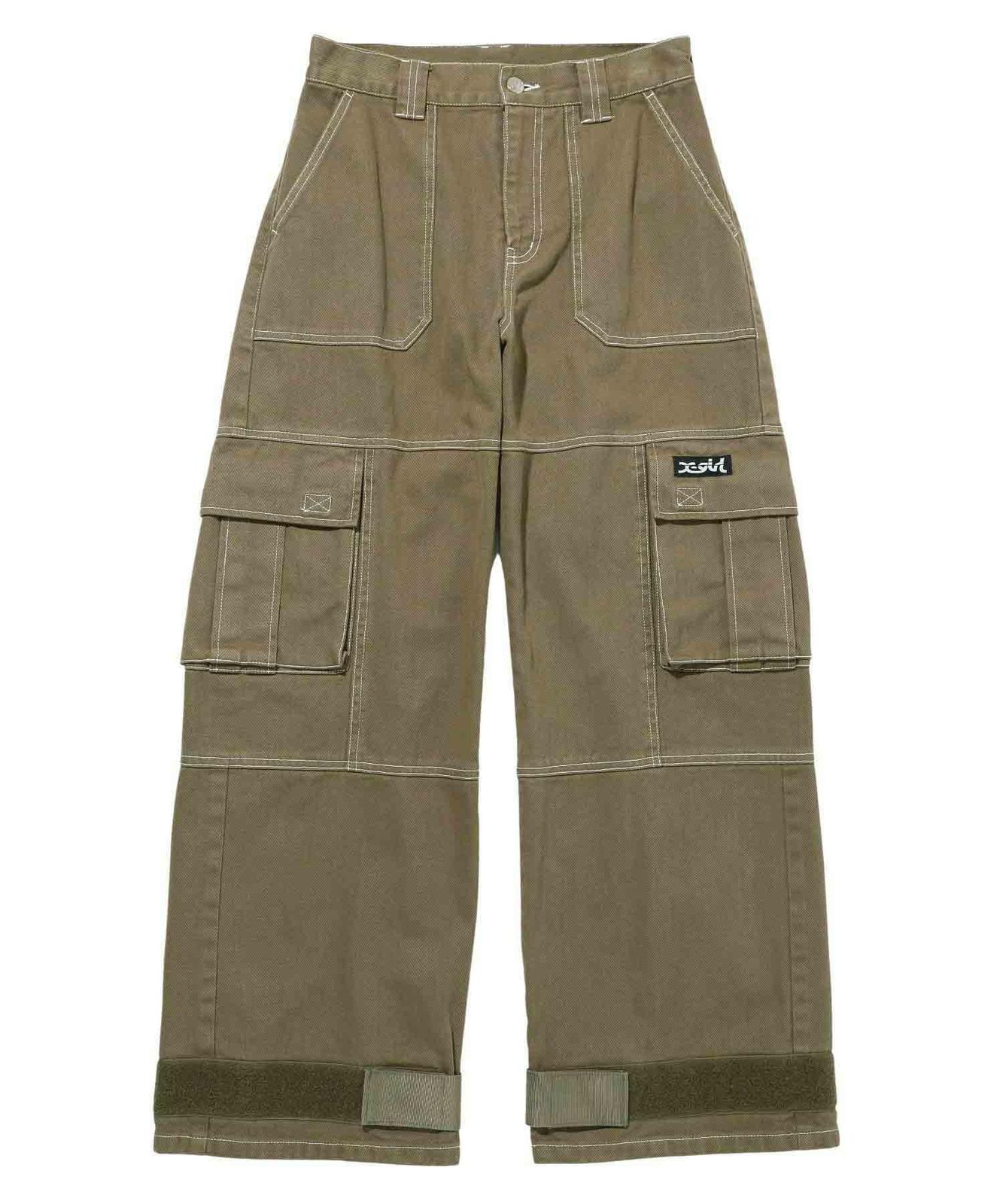 [エックスガール] カジュアルパンツ ADJUSTABLE HEM CARGO PANTS レディース オリーブ