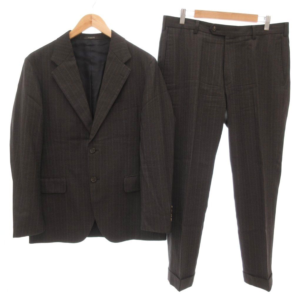 マッキントッシュ ロンドン MACKINTOSH LONDON NEW BRIDGE セットアップ スーツ ジャケット 総裏地 シングル パンツ ストライプ 38 M ダークブラウン |AE