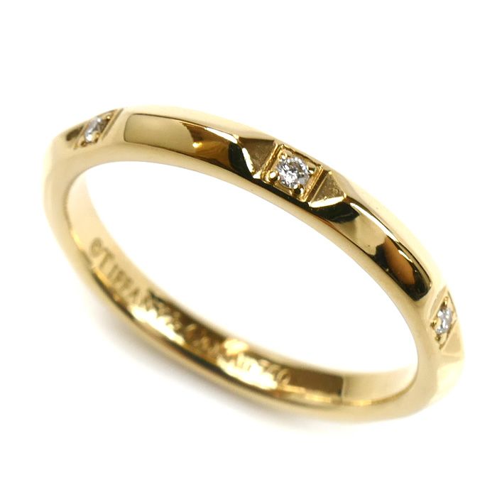 TIFFANY-Co. ティファニー K18YG イエローゴールド トゥルーバンド リング 指輪 ダイヤモンド 15号 3.6g レディース