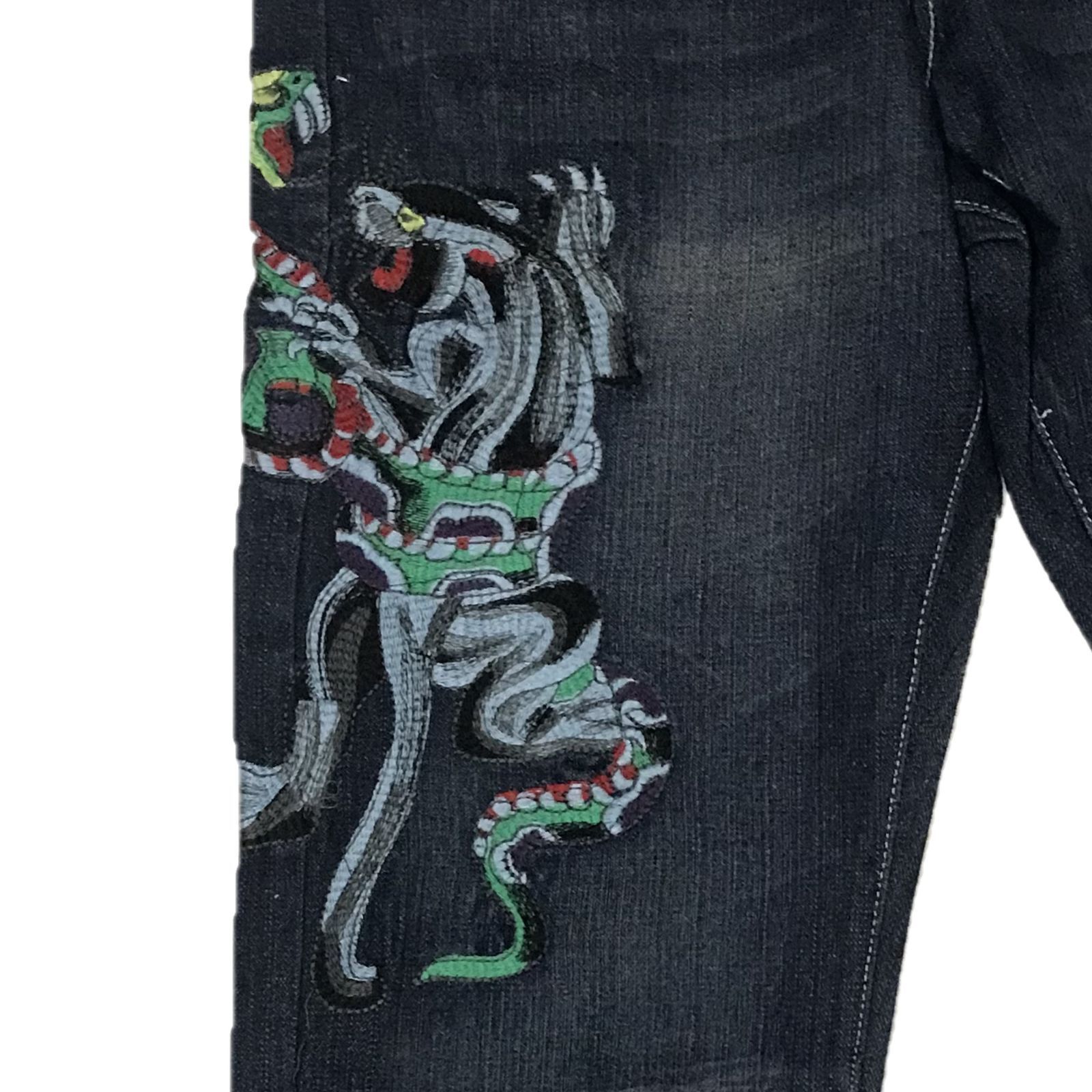 Ed hardy エド・ハーディ アニマル＆ゴールドステッチ デニムパンツ 