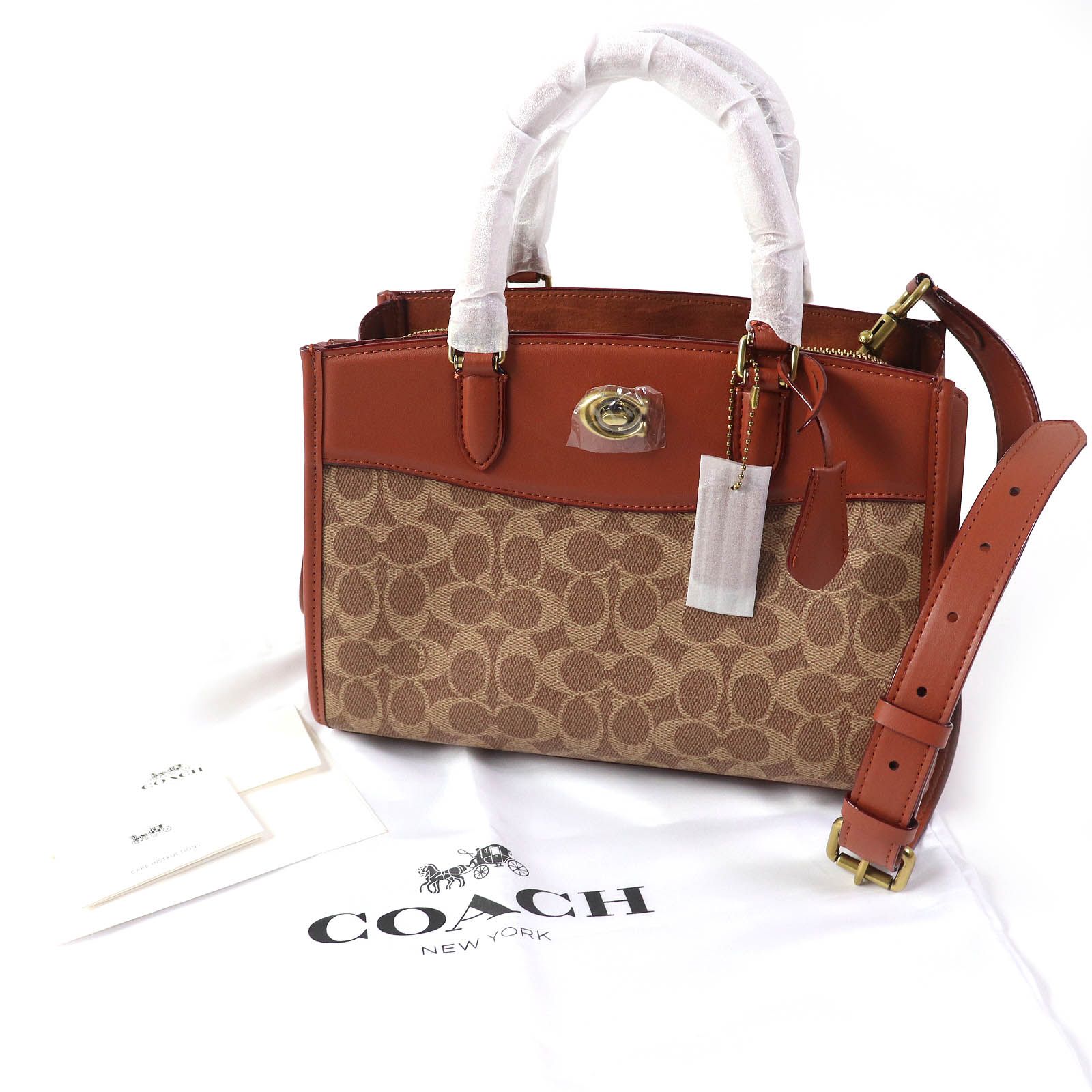 未使用品△COACH コーチ CE733 ブルック キャリーオール・シグネチャー キャンバス リファインドレザー 2WAY トートバッグ  ショルダーバッグ ブラウン ベージュ 保存袋付き レディース - メルカリ