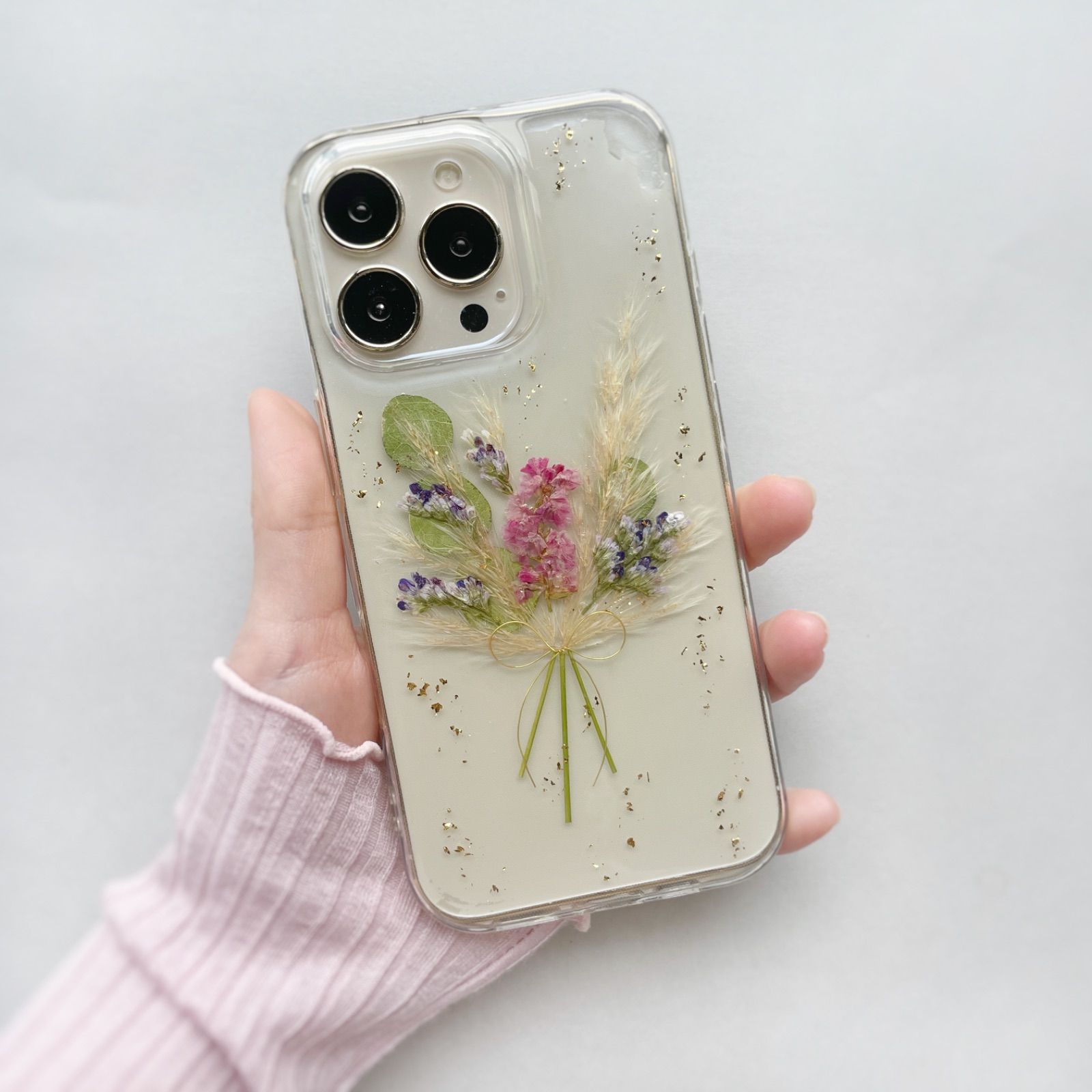 iPhoneスマホケース 押し花スマホケース ハンドメイド りっちゃん様 