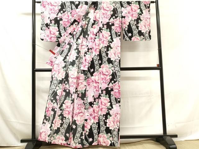 平和屋着物∴夏物 浴衣 綿紅梅 枝花文 綿 逸品 DAAV7292cd 平和屋