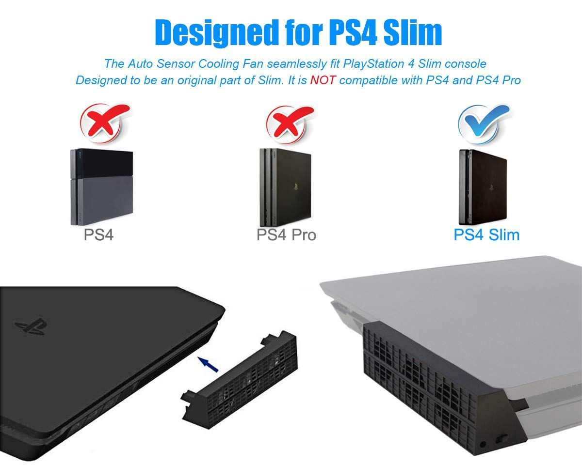 【セール中】ElecGear PS4 Slim用自動冷却ファン、外付けターボUSBクーラーファン、PlayStation 4 Slim  CUH-2xxx用の自動温度センサー制御放熱