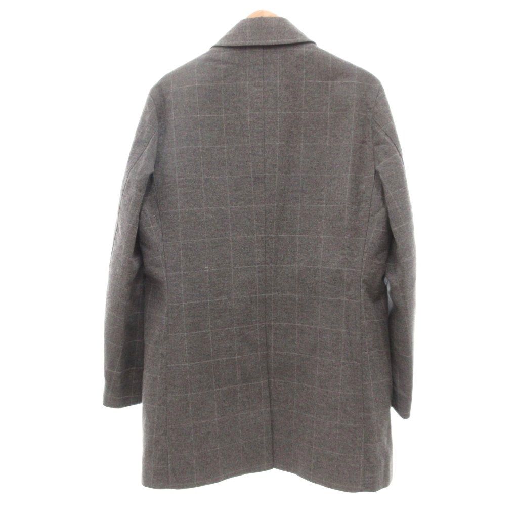 バーニーズニューヨーク BARNEYS NEW YORK ステン コート カシミヤ混 中綿ライナー付き グラフチェック 48 グレー UO