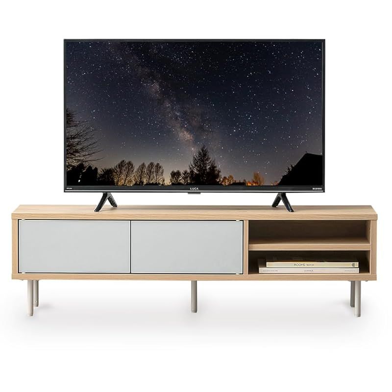 【32V~45V対応】アイリスオーヤマ 納付きAVボード テレビ台 調整棚 ナチュラル/グレー 幅約100.0×奥行約29.5×高さ約29.2 32型 37型 40型 45型対応 耐荷重:20kg(天板)5kg(底板)2kg(各段) 約3.2cm間隔3段階 0