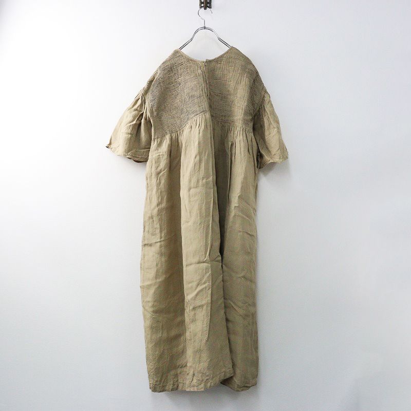 2025SS メゾンドソイル maison de soil YARN DYE AUTO LOOM 60s LINEN PLAIN ミニピンタックリネンワンピース 2┃ 2400014605082