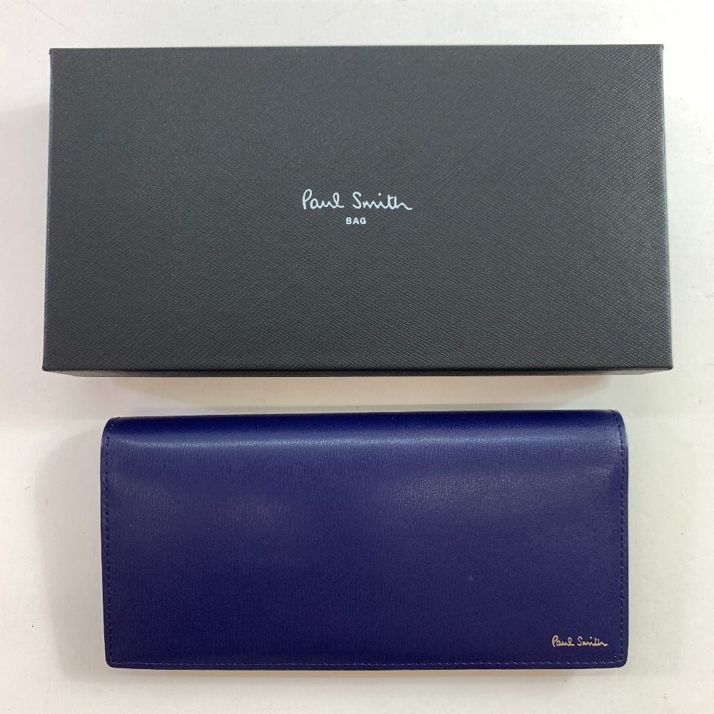 新品即納 ポールスミス PAUL SMITH 本革 長財布 ネイビー D01630 04w4621▽※【中古】ポールスミス 長財布 財布 メンズ ポール