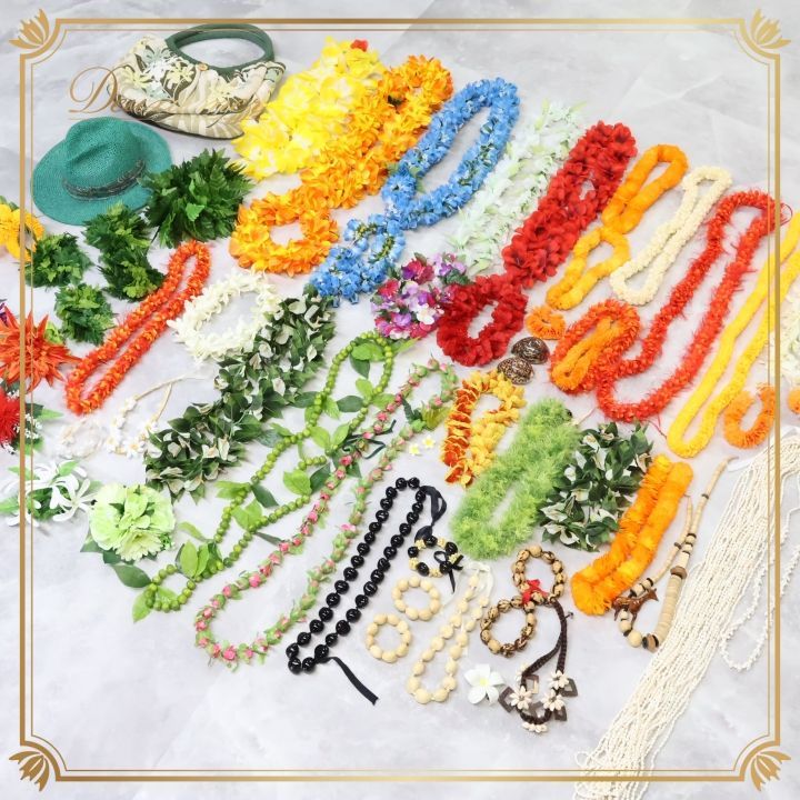 フラダンス 小物 小道具 まとめ売り 全60点 セット カラフル ネックレス フラワーレイ リーフレイ 髪飾り 頭飾り ハット バッグ タヒチアン フラダンス タヒチアンダンス 踊り 小物セット 民族舞踊 コスチューム イベント 色鮮やか 花 アクセサリー