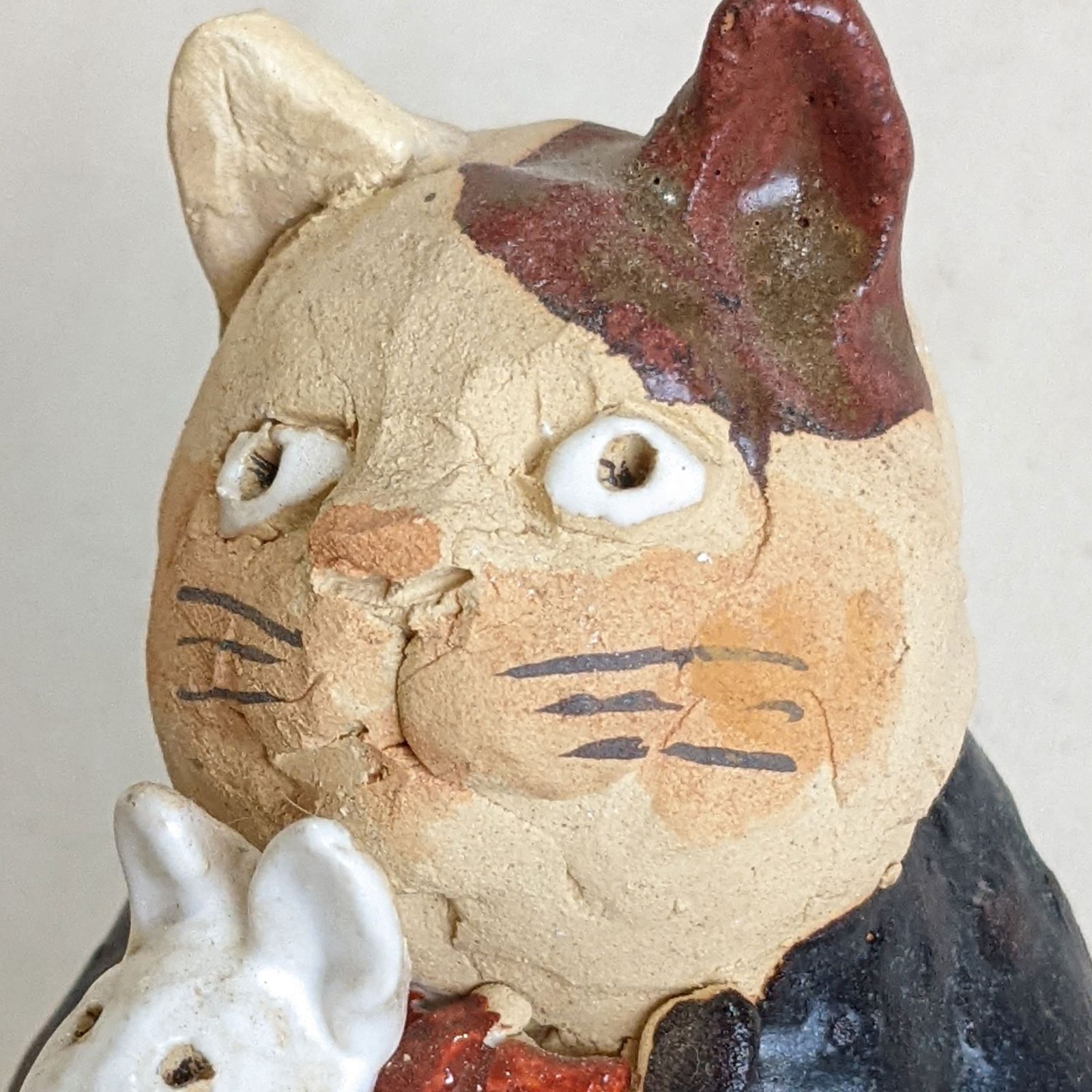 ささきようこさん作 陶人形 招き猫 桜ブチ 右手挙げ ささきようこさん作 陶