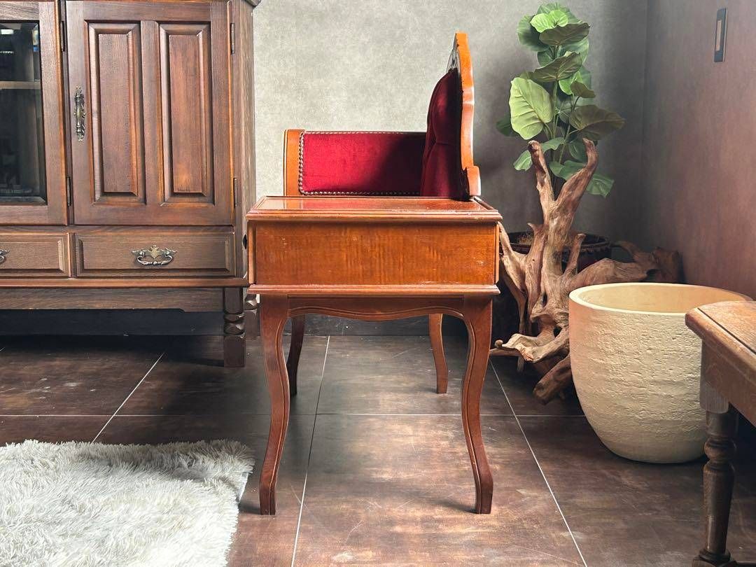 アンティーク ビンテージ クラシック 木彫 猫脚 レッド テレフォン