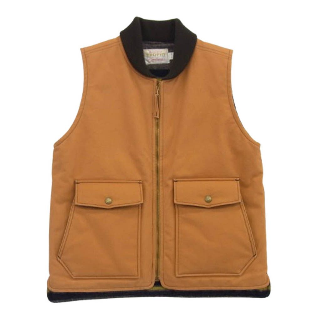 トロフィークロージング TROPHY CLOTHING OILED DUCK STORM VEST ダック ベスト ジャケット オレンジ系 42