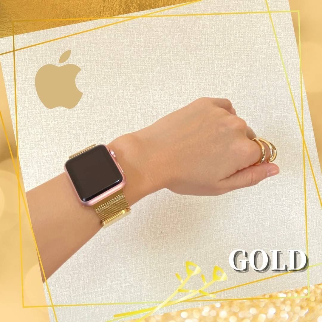 Applewatch ミラネーゼループ 純正品 ゴールドアクセサリー - 金属ベルト