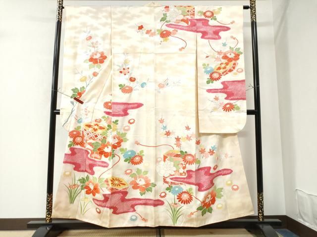 豪華振袖　駒刺繍　流水花文　暈し染め　金彩　逸品 絹 成人式 お見合 パーティー 豪華振袖 駒刺繍 絞り 飾花文 金彩 正絹 逸品 お見合い 成人式
