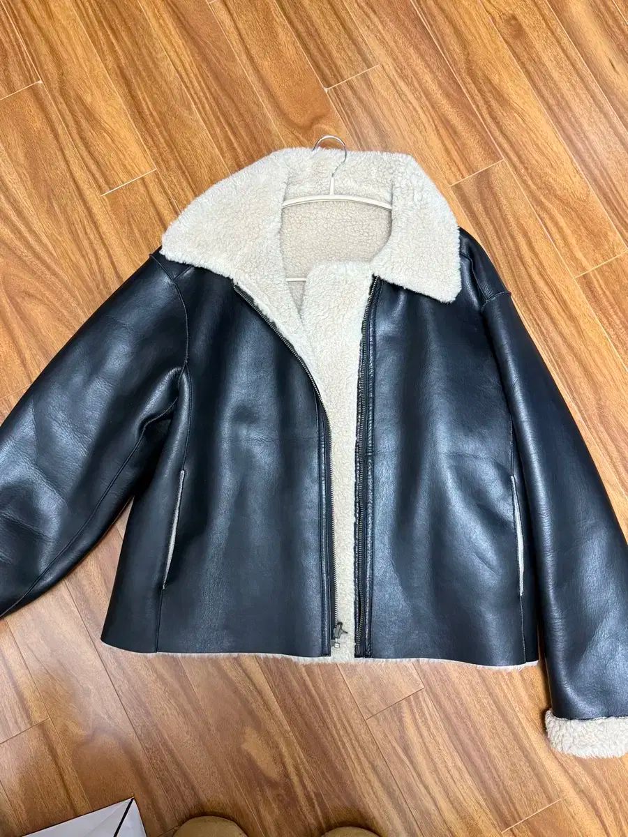 FACADE PATTERN ムートン ライダースジャケット ブラック