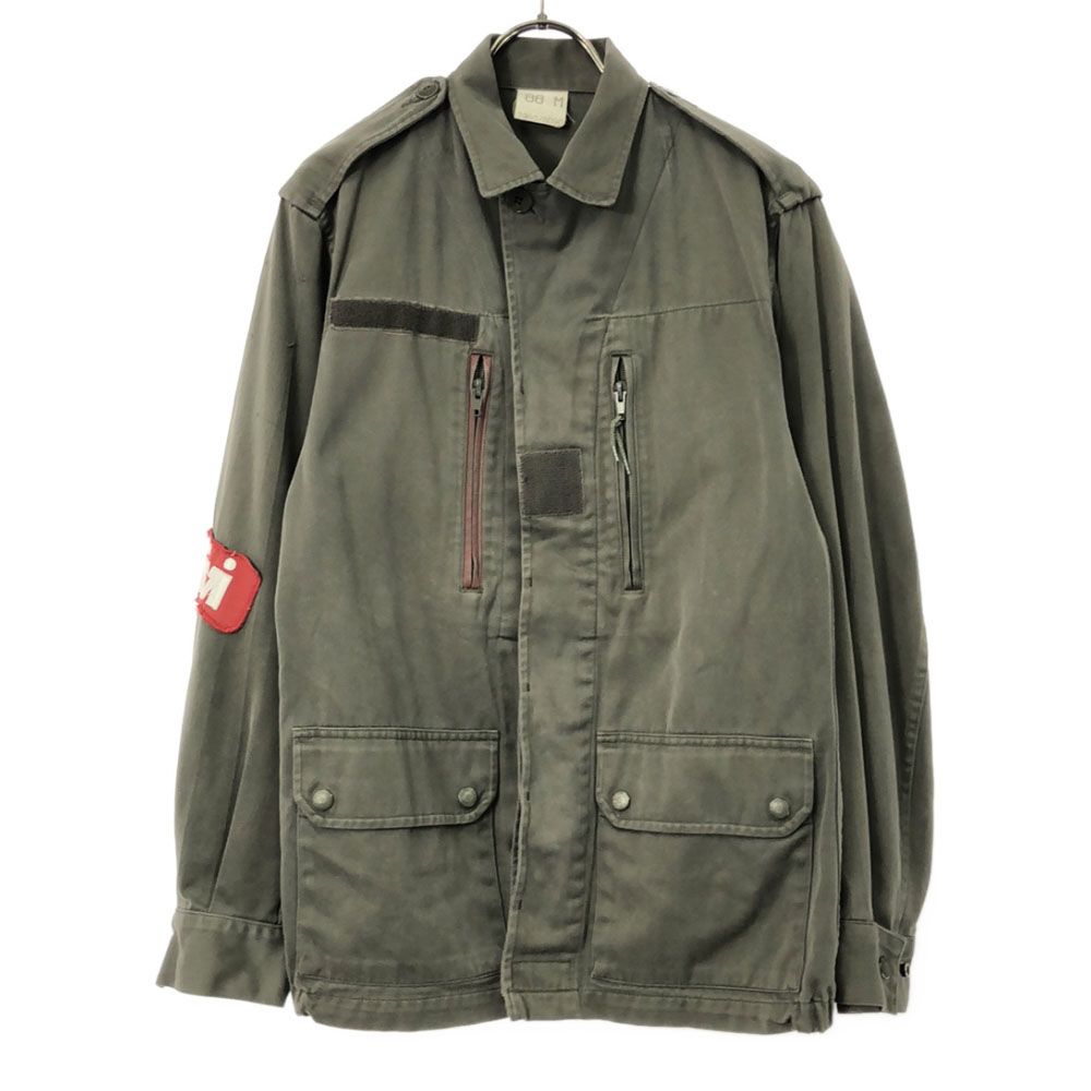 フランス軍 80s 刺繍ワッペン F-2 ミリタリージャケット M カーキ FRENCH ARMY オールド ヴィンテージ 落書き メンズ