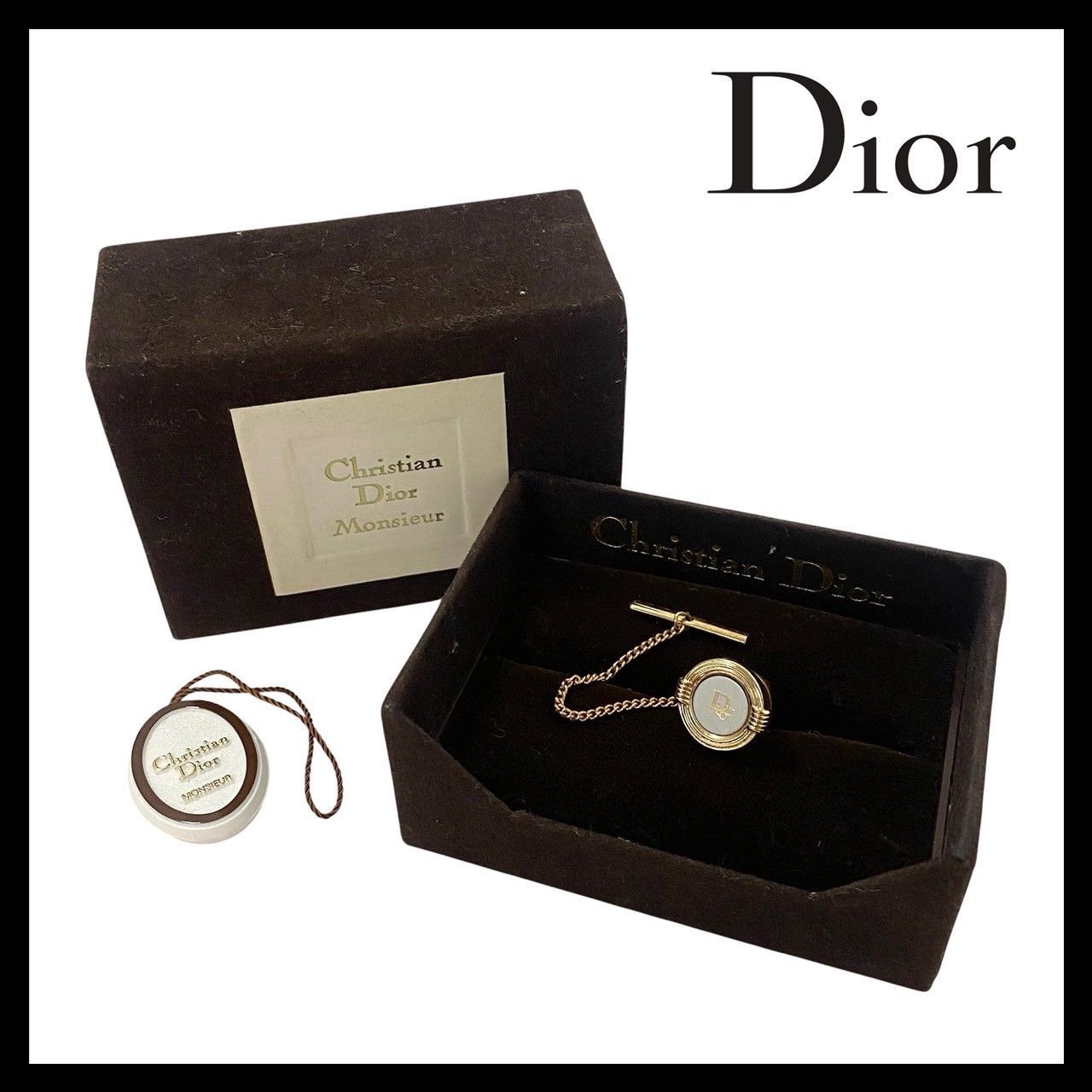 美品✨クリスチャンディオール✨カフスリンクス✨ボタン✨タイタックピン✨ロゴ✨金 美品✨クリスチャンディオール✨カフスリンクス✨ボタン