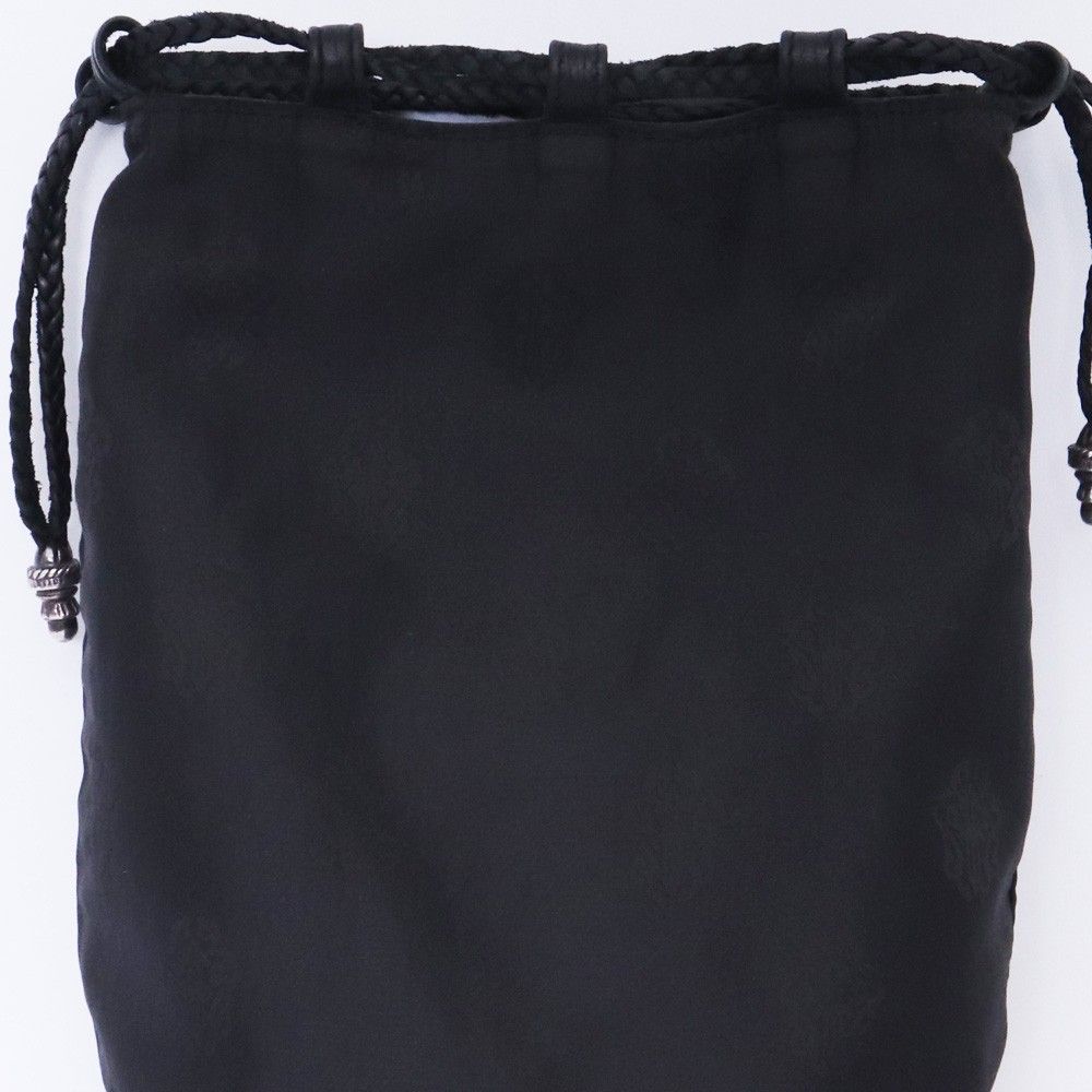 ラムレザー巾着　クロスパッチ CHROME HEARTS クロスパッチドローストリングサックレザー巾着