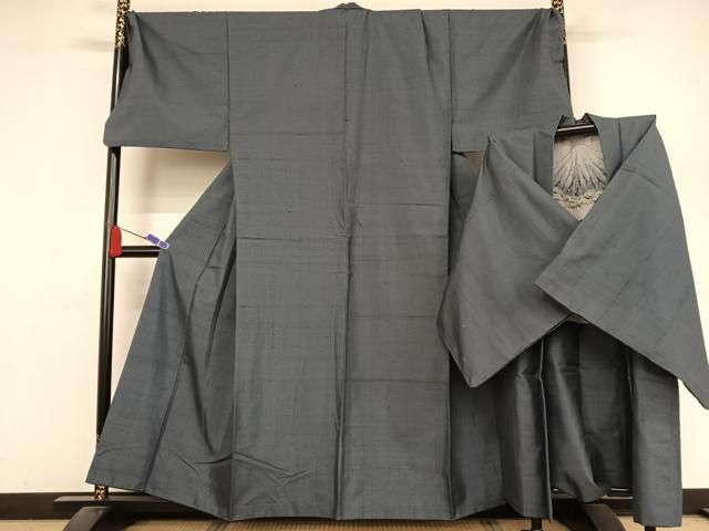 平和屋着物●男性 紬 アンサンブル 薄花色 キングサイズ 正絹 AABA4553np