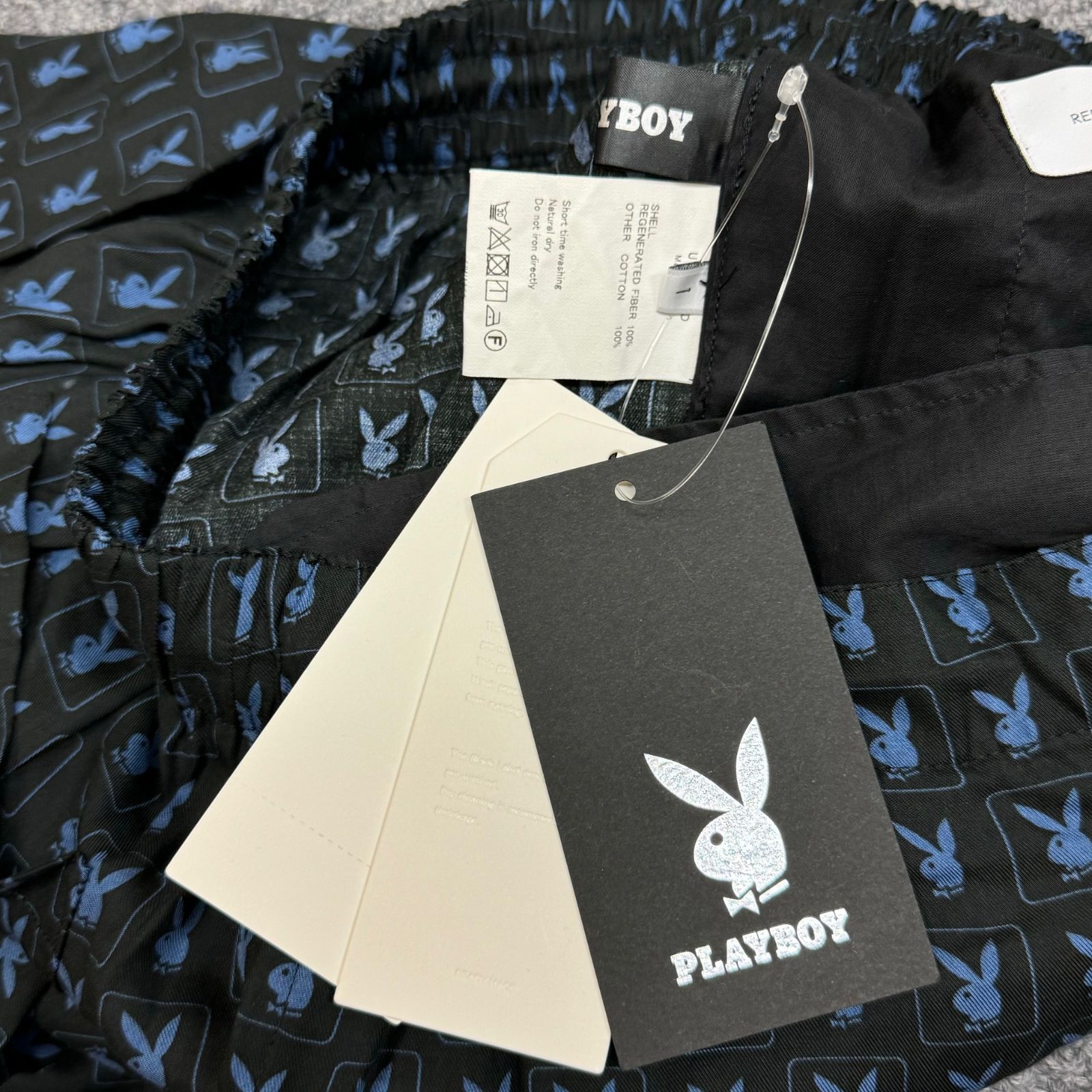 定価35200円 美品 UNUSED 23AW PLAYBOY easy slacks コラボ イージーパンツ スラックス アンユーズド プレイボーイ UW1111 ネイビー系 1   74098A3