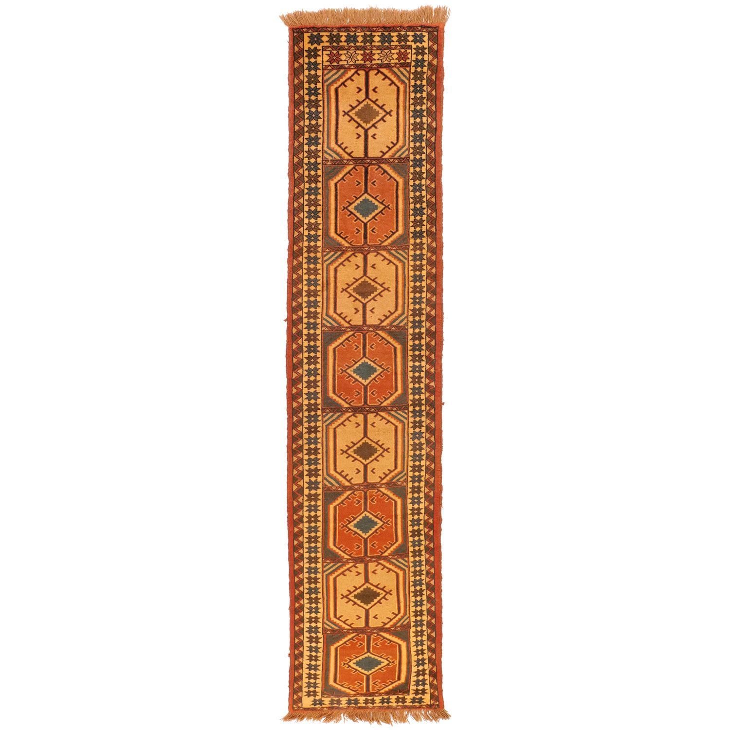 トルバトジャム 1950年代 3100×720mm セミアンティーク ダイヤモンドモチーフ 超大判ランナー絨毯 carpet-アンティークペルシャ絨毯 ヴィンテージラグ専門店 送料無料