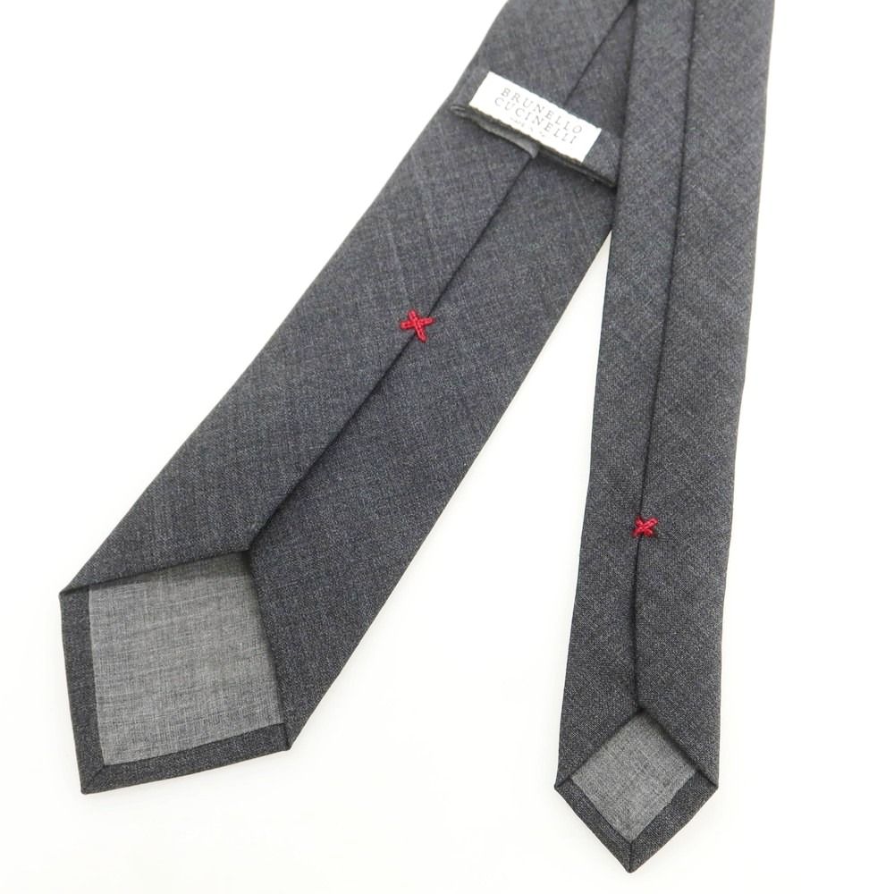 ブルネロクチネリ ネクタイ グレー メンズ 向け グレー ニットネクタイ