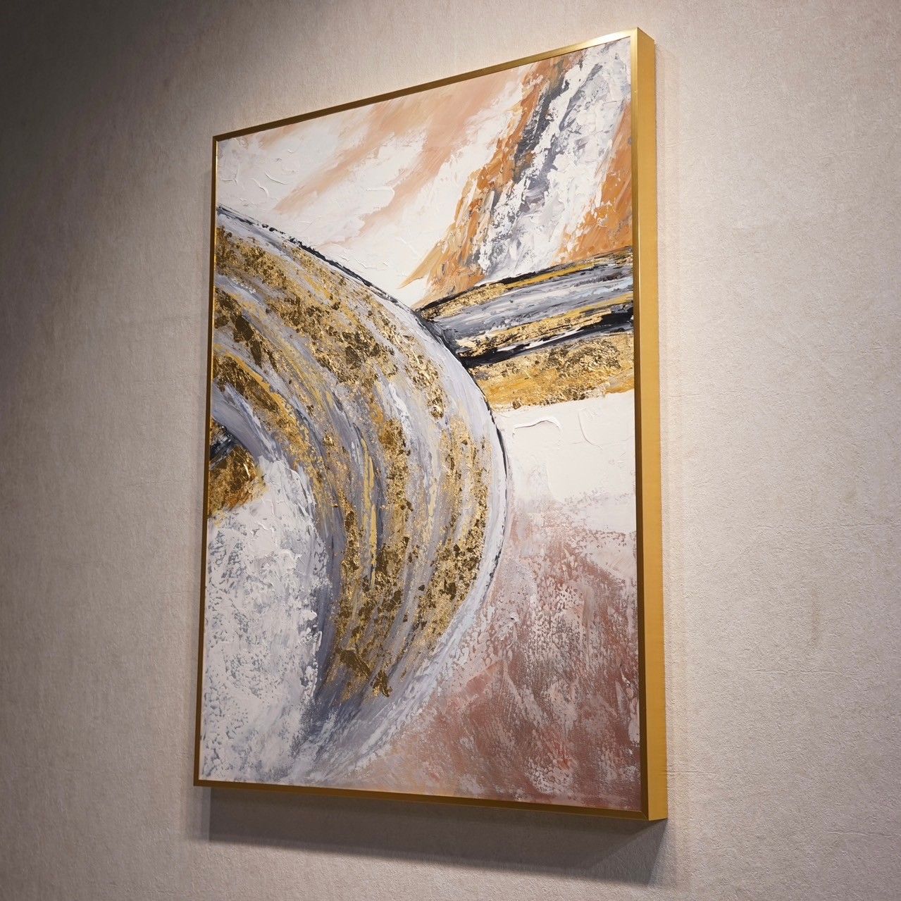 輸入品 油絵 抽象画 大型 80×60 壁掛け ハンドメイド アート 現代 美術 絵画 絵 モダン モデルルーム 展示品