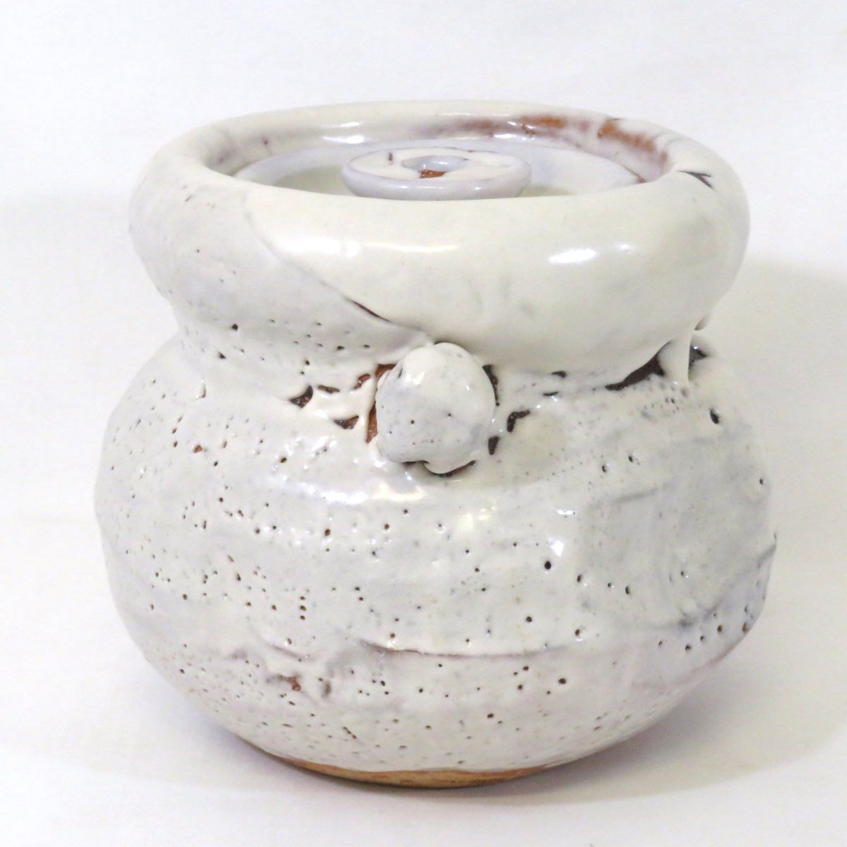 一月の特売品】山口県 吉田萩苑作 鬼萩 耳付水指 白萩 茶道具