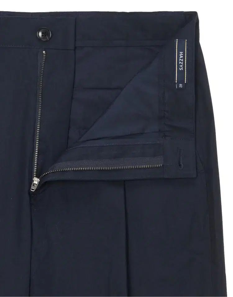 HAZZYS(へジス) 一体型ベルト ベギーフィット ワイド パンツ ネイビー 30 32 新品