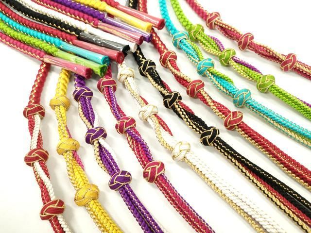 平和屋着物●和装小物　振袖用飾り付き帯締め１０本セット　小田巻　可動式　金糸　切り房　逸品　未使用　CAAX8058ju 平和屋着物○和装小物 振袖用飾り付き帯締め10本セット 小田巻