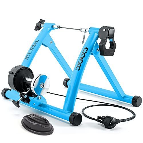 ブルー CXWXC 自転車 ローラー台 固定ローラー サイクルトレーナー 26～29インチ対応 6段階負荷調整 マグネット式 折り畳み リモコンシフター・マグライザー・専用クイックレリーズ付き（MT-04