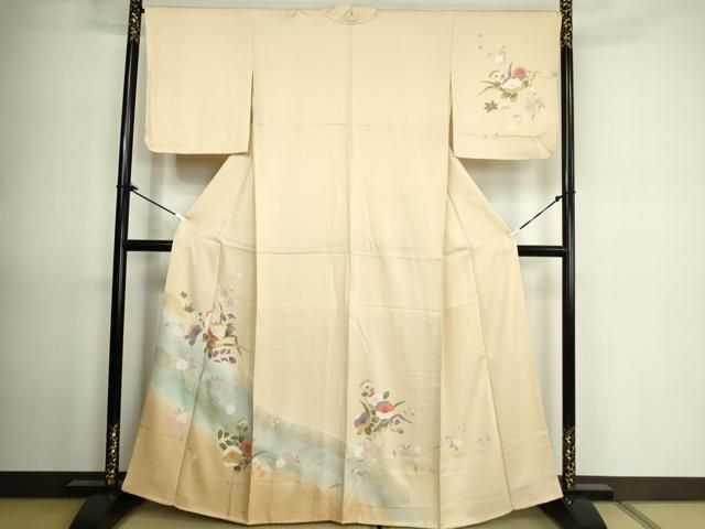逸品！ 乱針 微細刺繍訪問着 正絹 （お仕立て付き】反物 尾峨佐