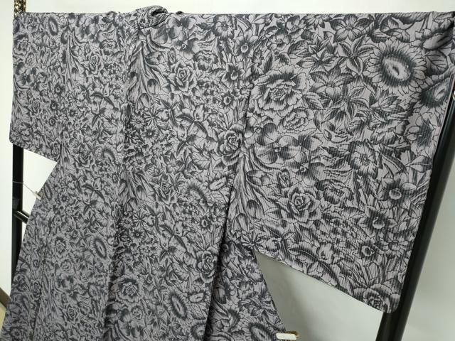 平和屋本店□極上 キモノデザイナー 斉藤上太郎 小紋 草花文 逸品 未