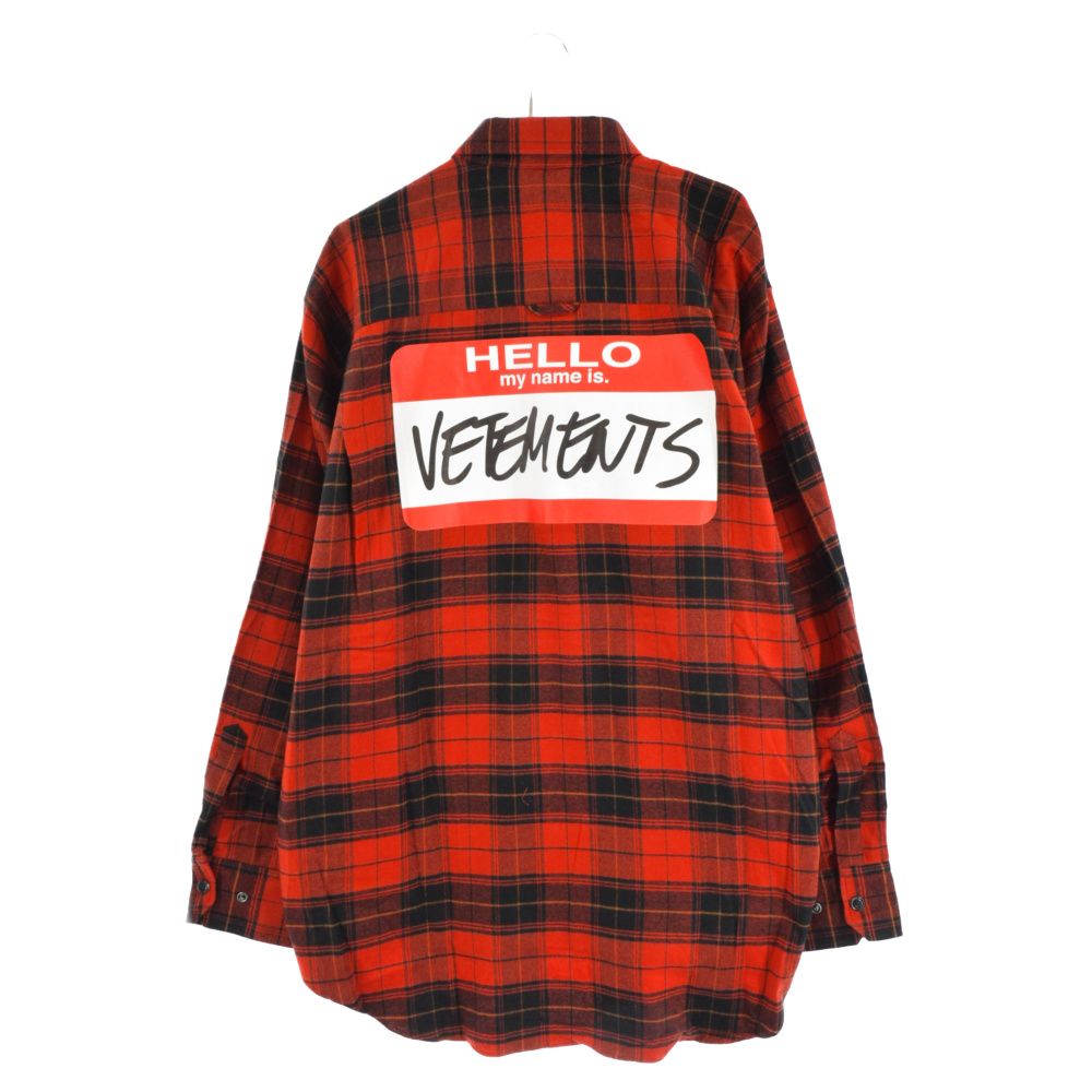 VETEMENTS (ヴェトモン) MY NAME IS VETEMENTS SLEEVELESS FLANNEL SHIRT  マイネームイズヴェトモン ロングスリーブ チェック ネルシャツ レッド UE52SH580R