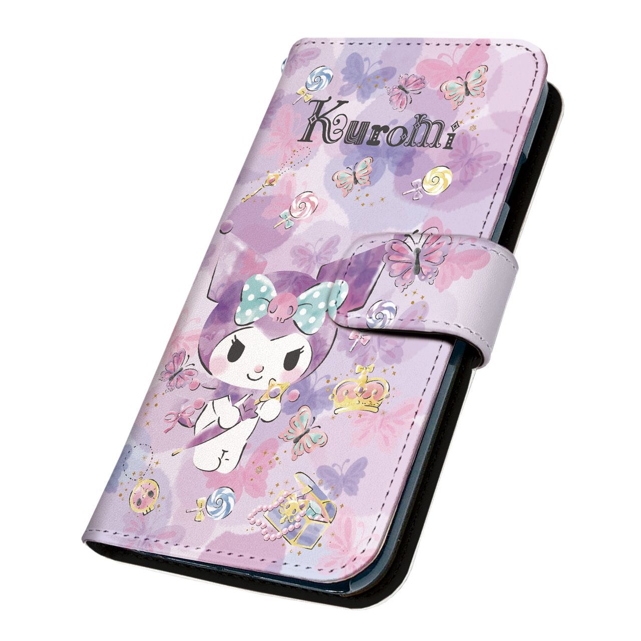 サンリオ 正規品 クロミ Xperia10 VI A402SO ケース 手帳型 スマホケース [デザイン:4.メルヘン蝶々/マグネットハンドあり] SANRIO