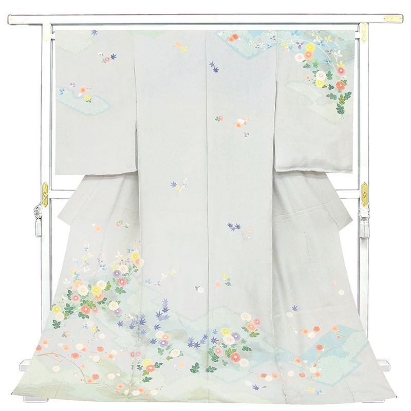 記念感謝祭 仕立無料 京友禅本加工手描き 本絞り 手刺繍仕様特撰訪問着 慶長春秋四季花文 10012248