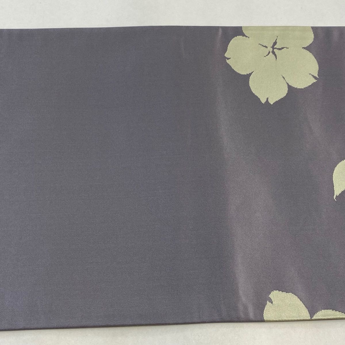 袋帯 美品 逸品 辻村ジュサブロー 落款 花 花びら 灰紫 六通
