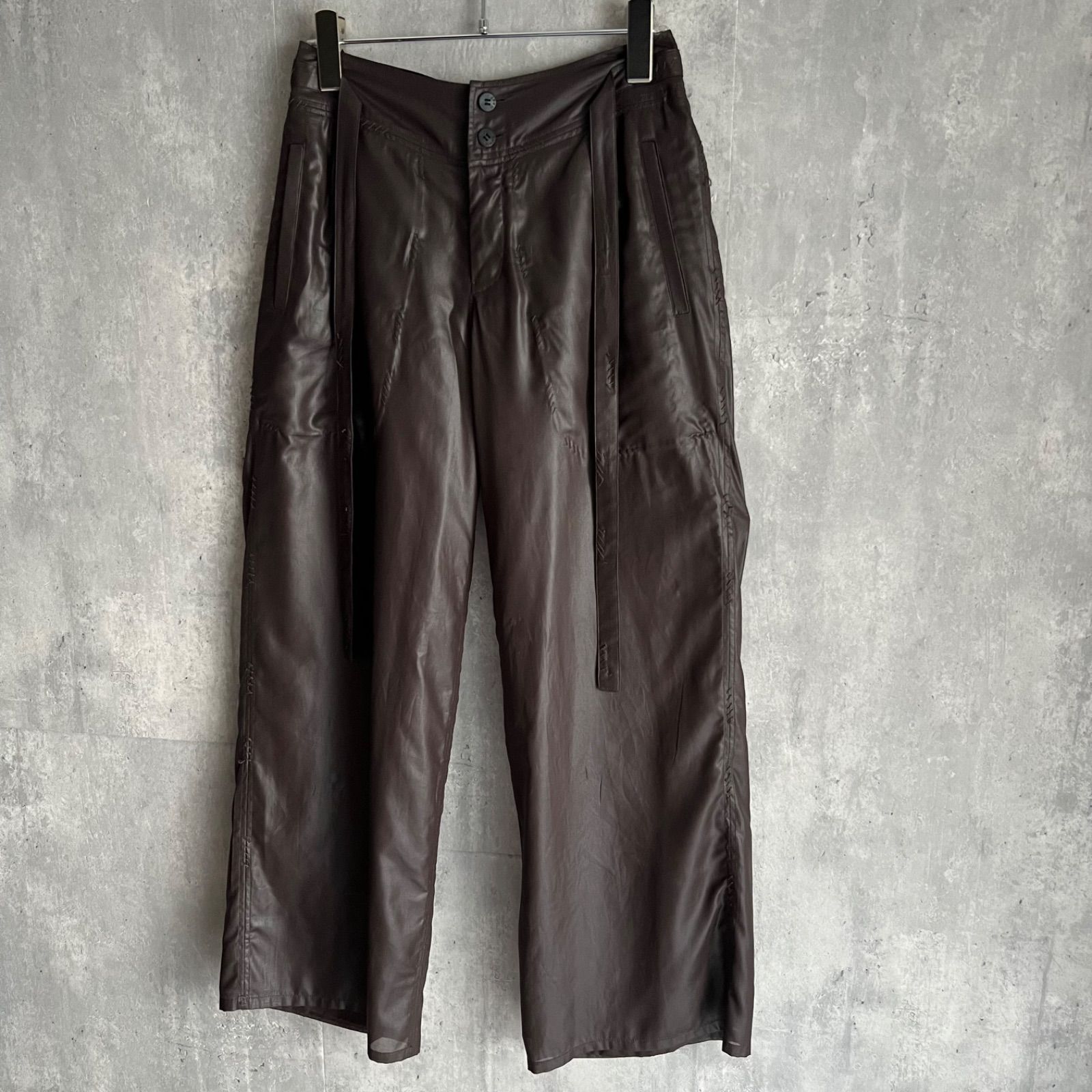 HaaT ISSEY MIYAKE ハートイッセイミヤケ 二重構造 ポリエステル スラックス ブラウン HA51FF662 1サイズ