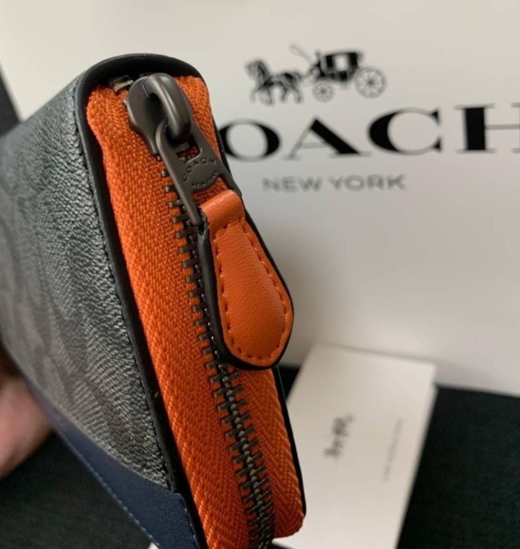 COACH コーチ 新品 長財布 黒 メンズ レディース 財布 ブラック 002