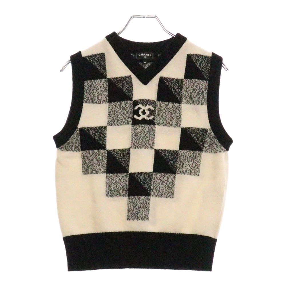 シャネル☆ CHANEL グリポアボタンカシミアウールニット