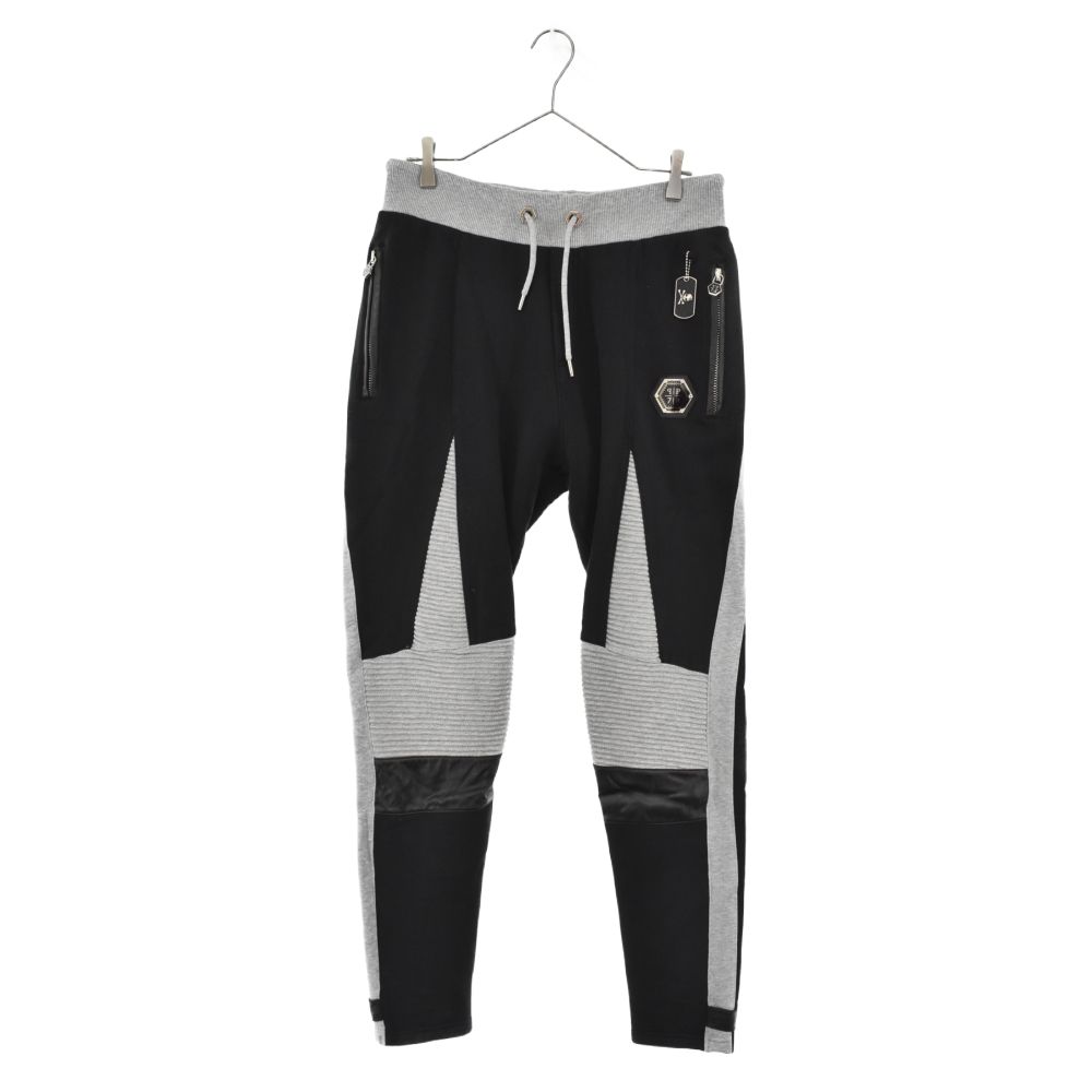 Philipp Plein (フィリッププレイン) STAR PATCHED BIKER SWEAT PANT FW16HM680791-1  スターパッチドバイカースウェットパンツ イージーパンツ ブラック/グレー - メルカリ