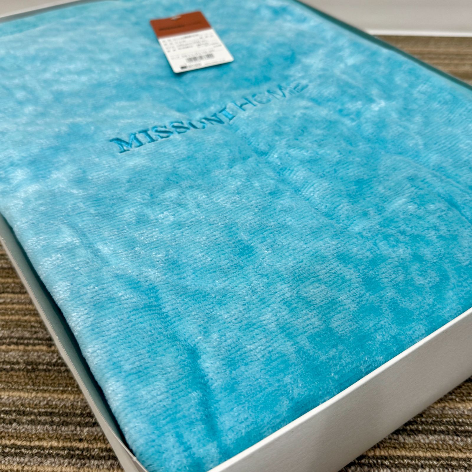 未使用品】MISSONI HOME シール織 綿毛布 シングル ブルー