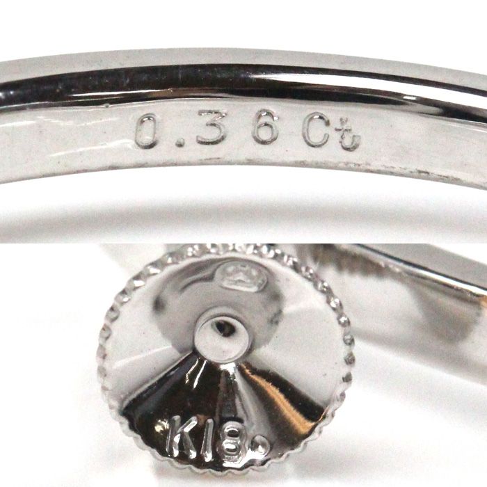 MIKIMOTO ミキモト K18WG ホワイトゴールド フープ イヤリング 