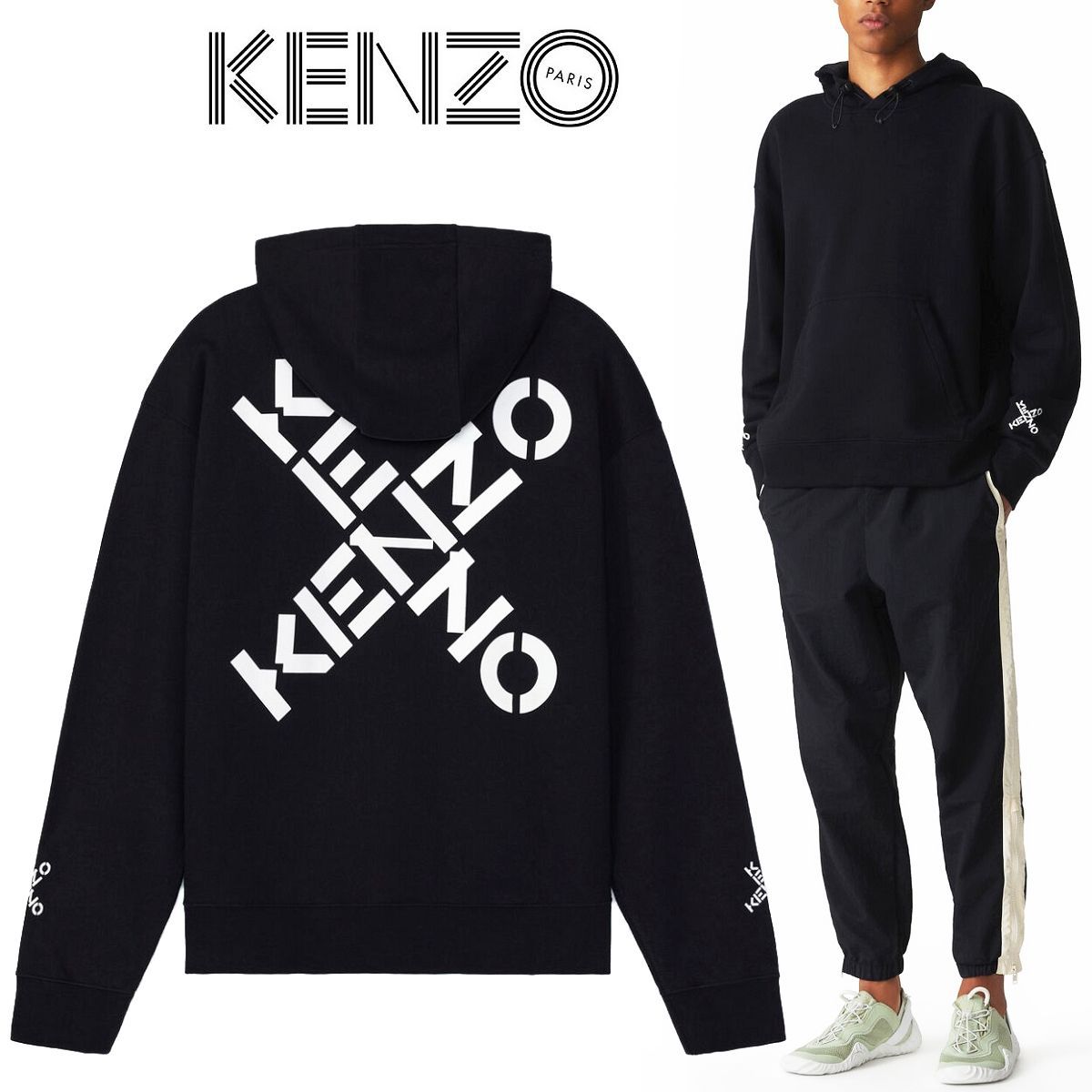 10 KENZO ブラック Triple X プルオーバー パーカー M - メルカリ